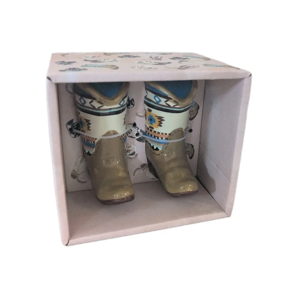 Blue Sky Clayworks Western Cowboy Boots Salt & Pepper Shakers - New